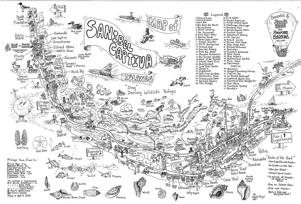 Sanibel Captiva map. Sanibel Captiva illustrated map