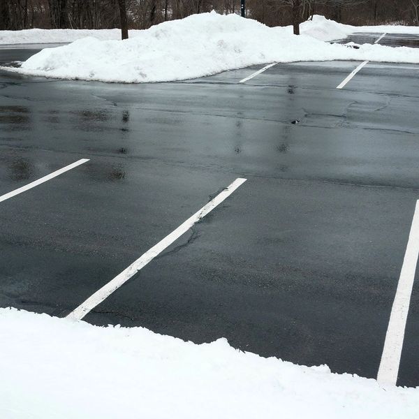 snow free parking lot after salt
