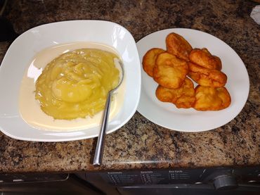 Akara and pap.
Beans cake and local papp
(custard like)