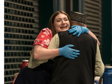 One of our volunteers hugging a vulnerable person