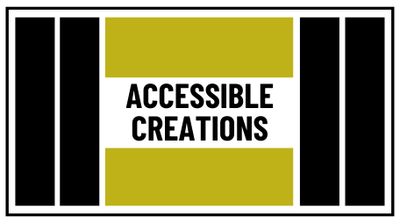Logo for Accessible Creations Ltd. 
Rectangle with black, gold and grey. 
Includes company name