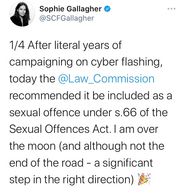 Screenshot of Sophie Gallagher's Tweet about proposed law reform by the Law Commission.