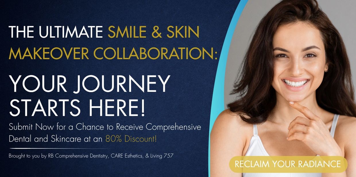 Promotional banner for an 80% discounted cosmetic dentistry and skin rejuvenation makeover giveaway