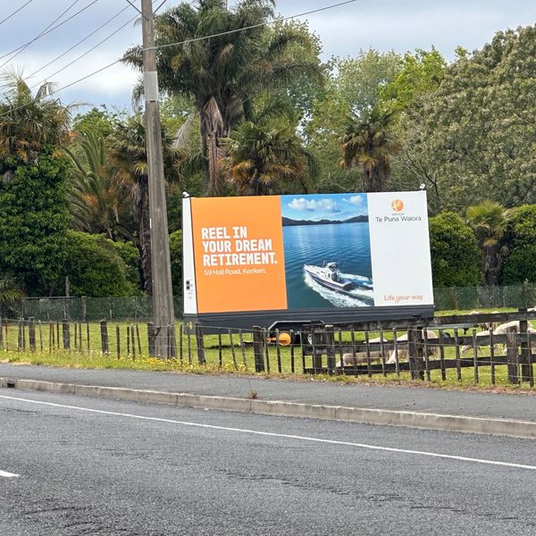 Roadside Reach double-sided mobile billboard advertising Arvida - Kerikeri on Waipapa Road