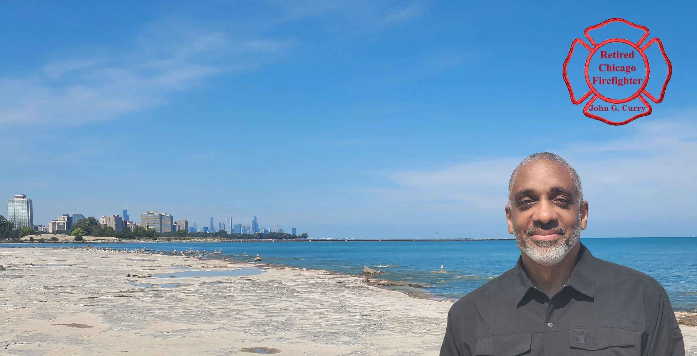 Retired Chicago firefighter John G. Curry at Lake Michigan at 67th Street in Chicago, Illinois, USA