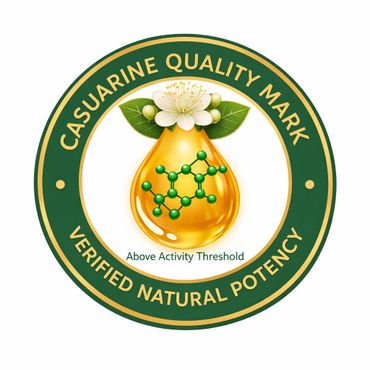 Casuarine Quality Mark logo with a molecular structure and flower.