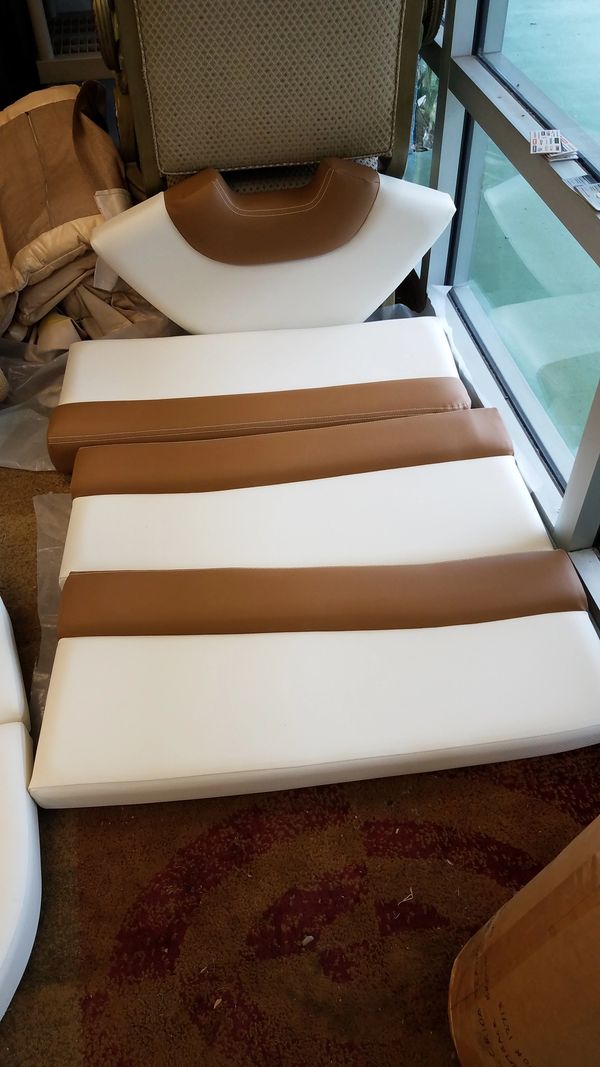 front gold and white yacht upholstery for clipping side sections and seating