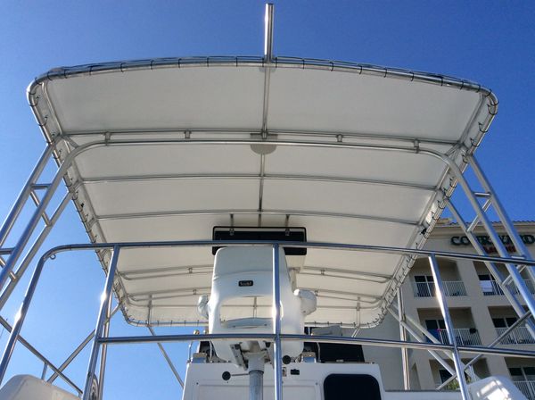 Boat sun cover and roof for yachts and boats. Custom-designed shaded cover