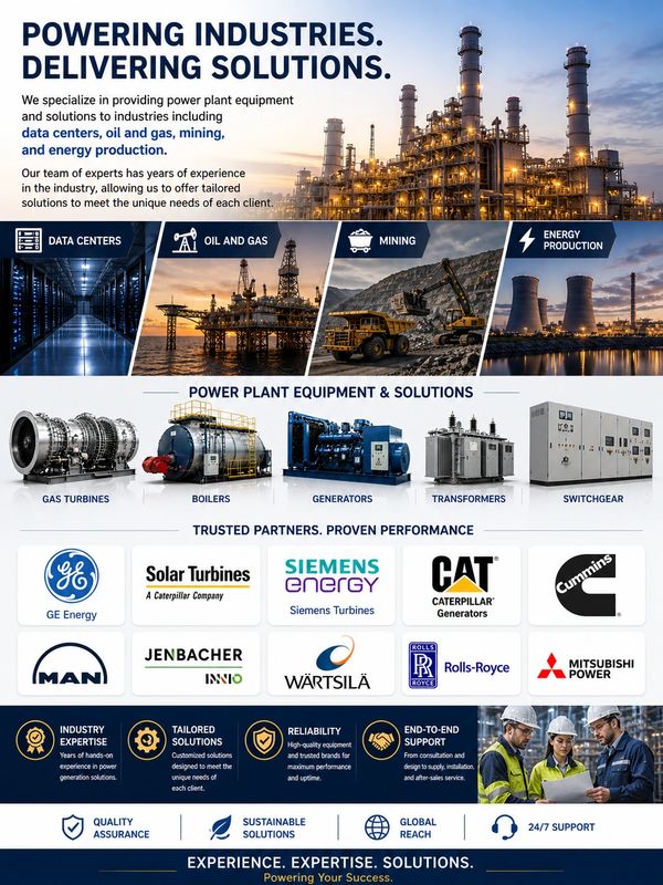 Industrial power plant solutions for various sectors with trusted partners and expert support.