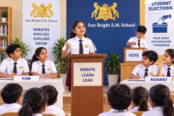 School debate competition at Sun Bright E.M. School.