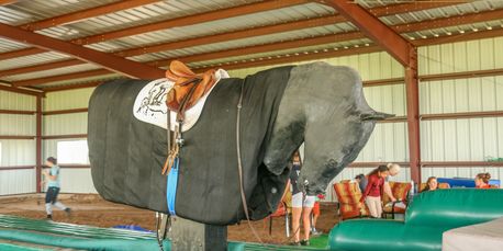 LandSafe Equestrian simulator helps riders safely practice falling from a horse.