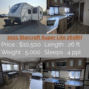 RV interior setup - comfortable camping trailer living space