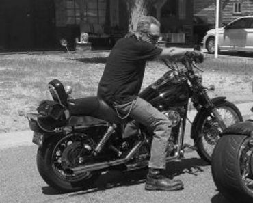 Michael McAul on his Harley Davidson