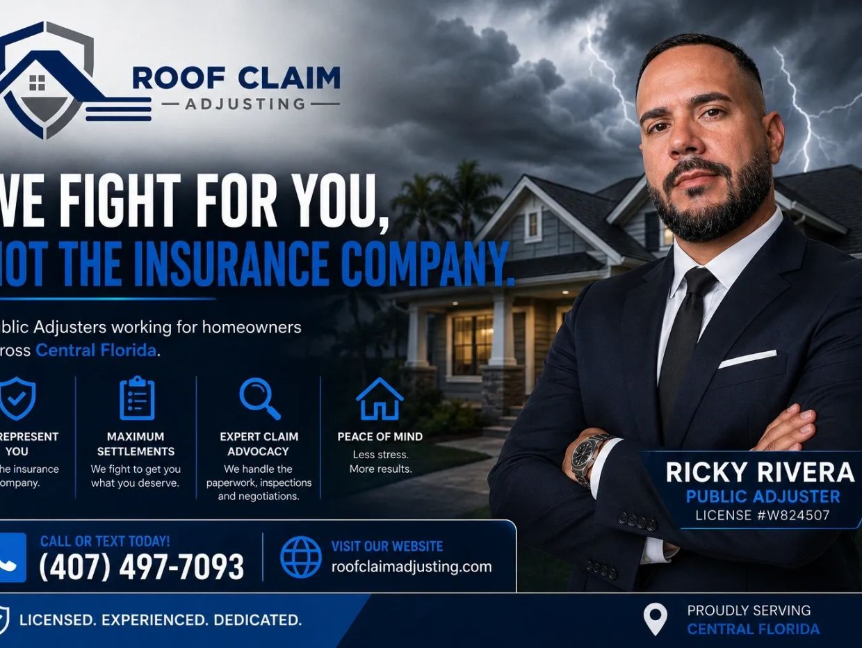 Professional roof claim adjuster Ricky Rivera offers expert services in Central Florida.