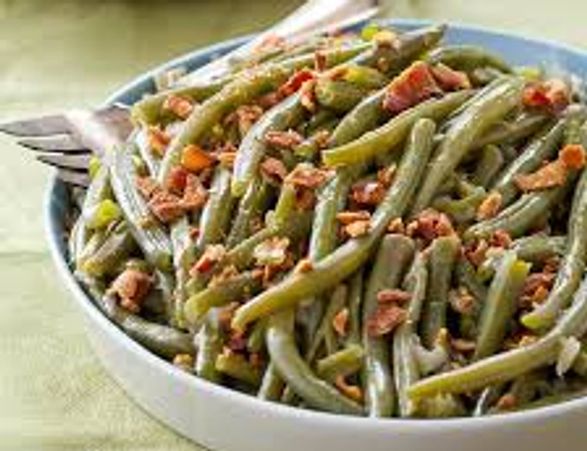 A bowl of spiced green beans