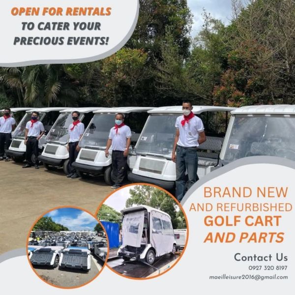 Golf carts available for rental and parts with professional service staff.