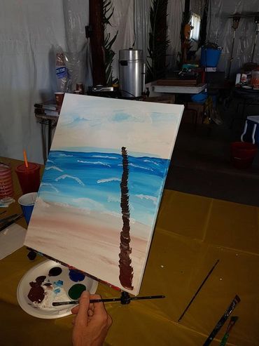 Painting made by a blind painter that was at a Paint party with Paint it Priti