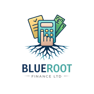 Finance logo with calculator and money imagery.