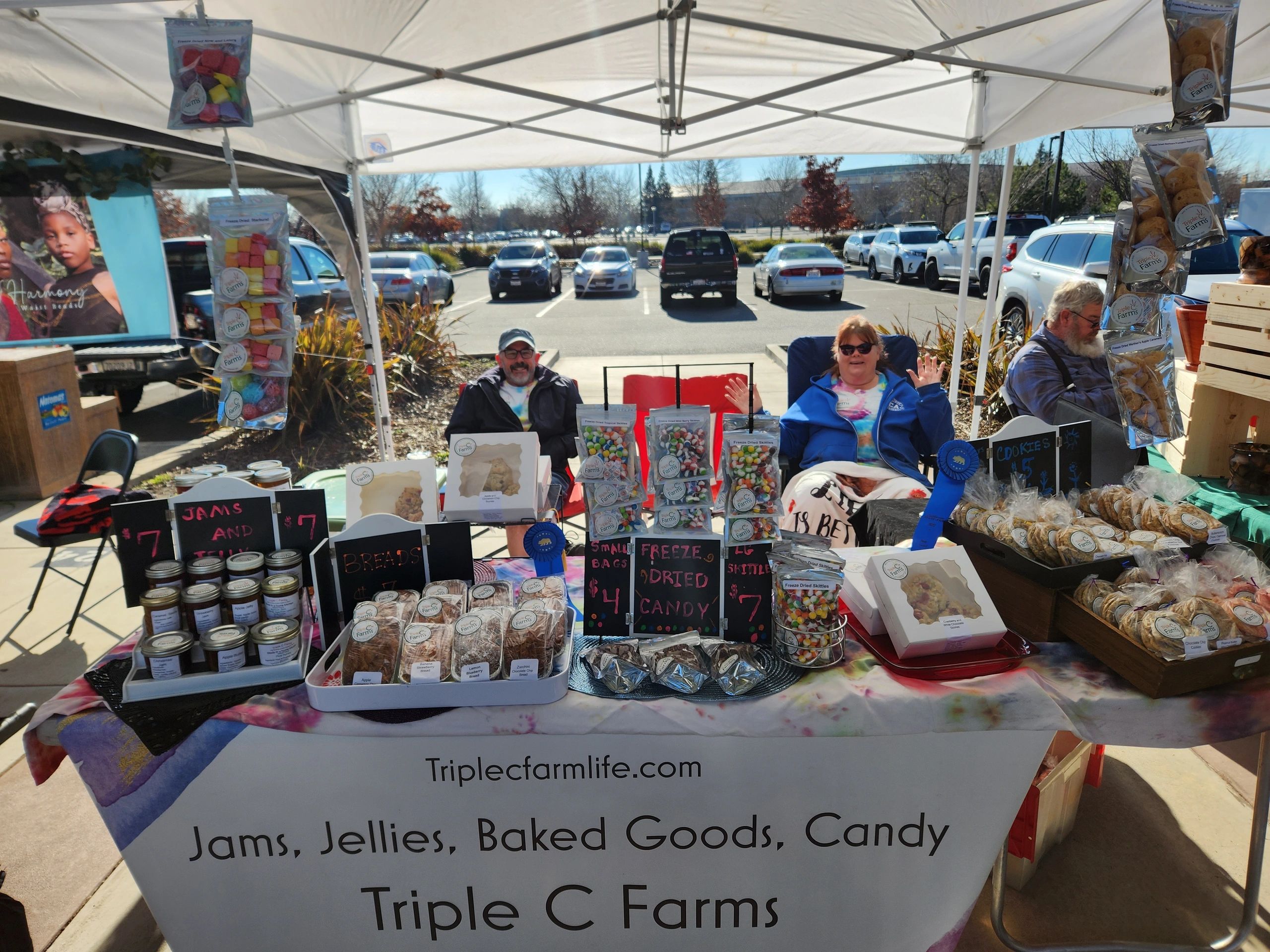 Triple C Farms sells fresh baked goods, jams, jellies,candies and freeze dried treats. Since 2020