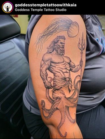 detailed fine line black and grey tattoo
