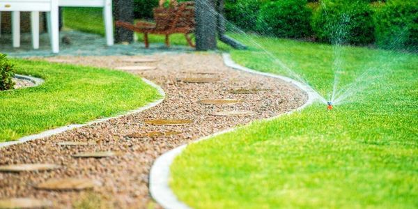 Newly installed sprinkler, residential irrigation system by Byrd Landscape