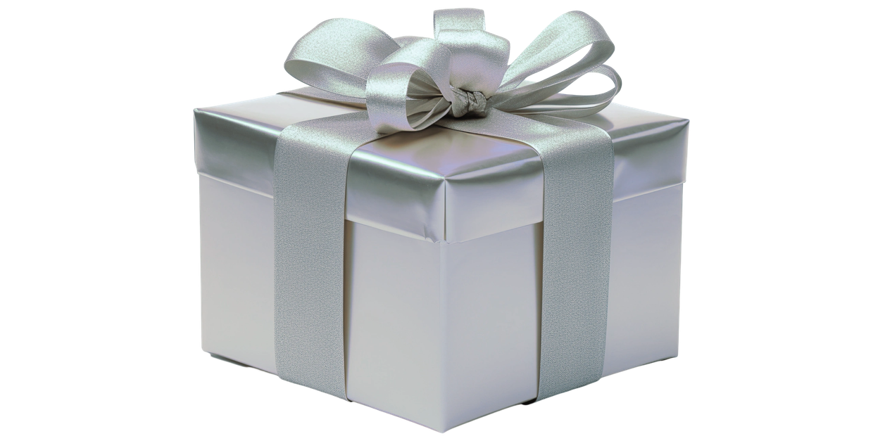 Silver wrapped gift box