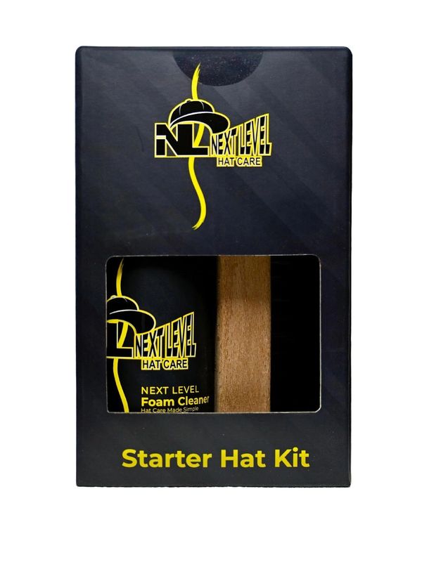 Next Level Hat Care Starter Hat Kit with foam cleaner and brush.