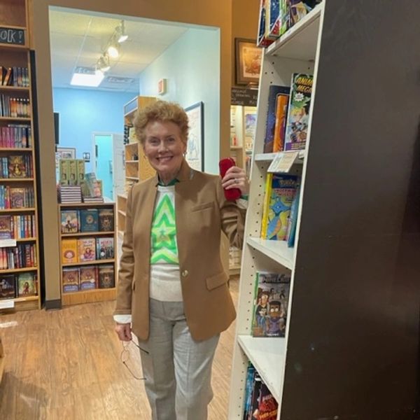 Sharon Mabry at her Parnassus Book Launch for The Blue Box and Memories that Live in the Bones. 2024