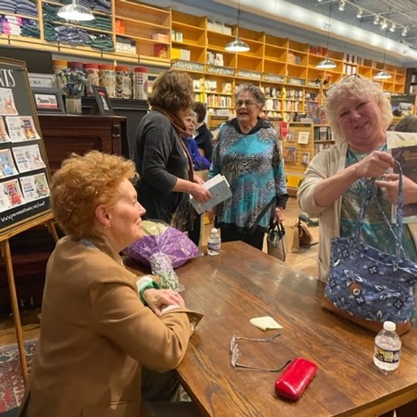 Sharon Mabry at her Parnassus Book Launch for The Blue Box and Memories that Live in the Bones. 2024