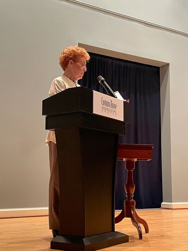 Sharon Mabry's Book Launch, book signing, The Postmaster's Daughter, Customs House Museum 2022.