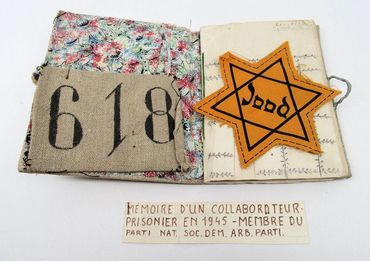 Original WW2 German Holocaust Jood Jude Yellow Star of David with diary