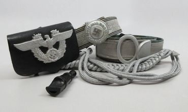 Original WW2 German Polizei Police Officer Brocade Belt and Buckle with Cartouche Pouch