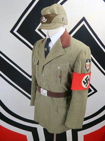 Original WW2 German RAD Reichsarbeitsdienst Tunic with Robinhood Cap and Armband