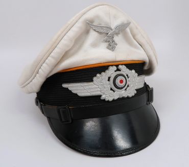 Original WW2 German Luftwaffe Summer White Top Visor Cap