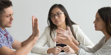 group talking and discussing relationships