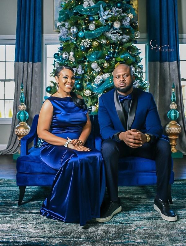 Moore family married couple Christmas picture
