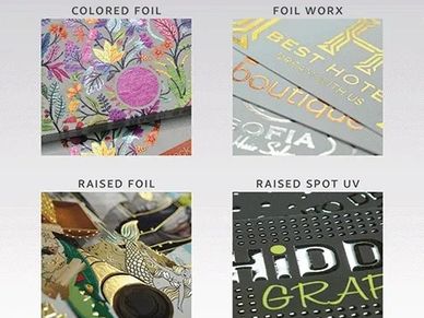 Foil business cards, suede cards, painted edge cards, spot UV business cards