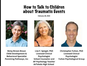 This pediatric family support meeting recording addresses traumatic event discussions with kids.