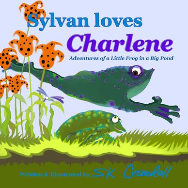 Cover illustration for Sylvan the frog and Charlene for the book "Sylvan loves Charlene".