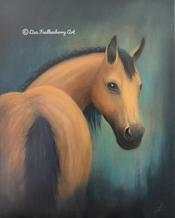 Buckskin horse painting by Lisa Faulkenberry