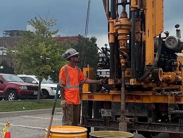 Experienced operator on the control of a truck mounted D50 drill rig. The best driller in Ontario