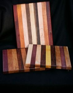Handmade wood cutting board made from woods from around the world