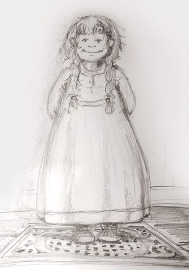 Petite fille amusée de faire gonfler sa jaquette de nuit par la chaleur qui monte de la grille du pl