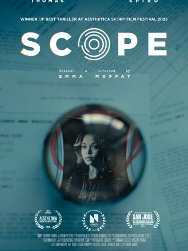Poster for the thriller short film 'Scope' directed by Emma Moffat.