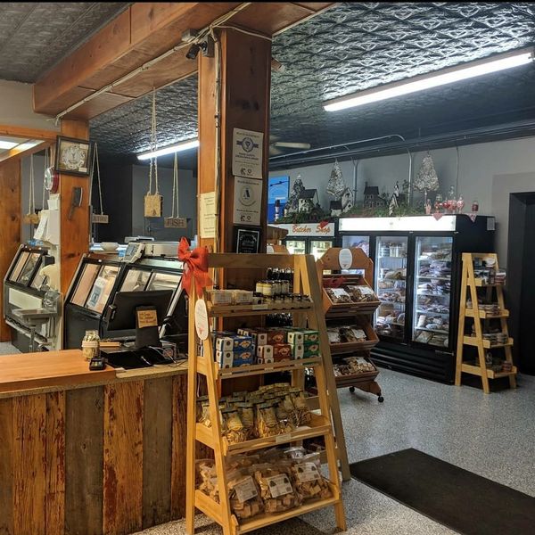 Picture from the front of the shop including some of our dry goods and the register