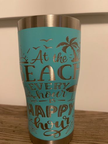 Custom tumbler cup laser engraving.