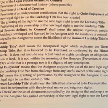 Text describing legal process for Lordship Title.