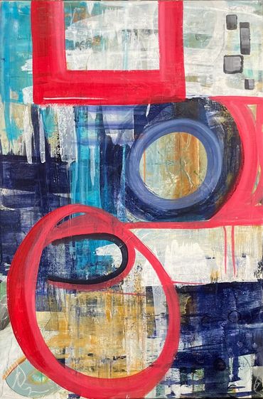 LUCKY DAY is Acrylic mixed-media on 24 x 36” 1 1/2” deep gallery wrap canvas. As always, the paintin