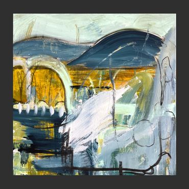 --SOLD-- BOONE CAVES is acrylic mixed-media on 18x18", 1/5"deep gallery wrap canvas.