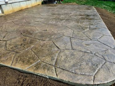 Decorative stamped concrete patio by The A-Team Asphalt & Concrete